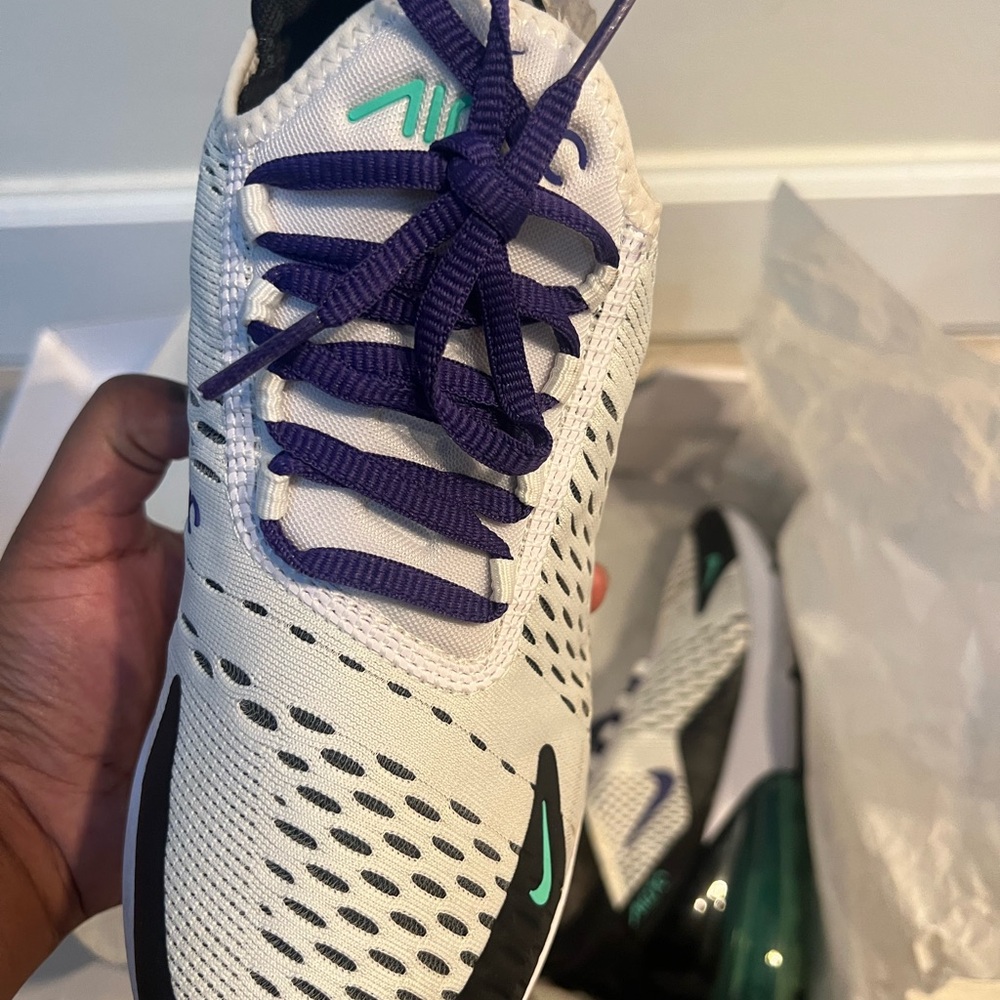 Nike White Black Sneakers with Teal & Purple Accents - Picture 3 of 4